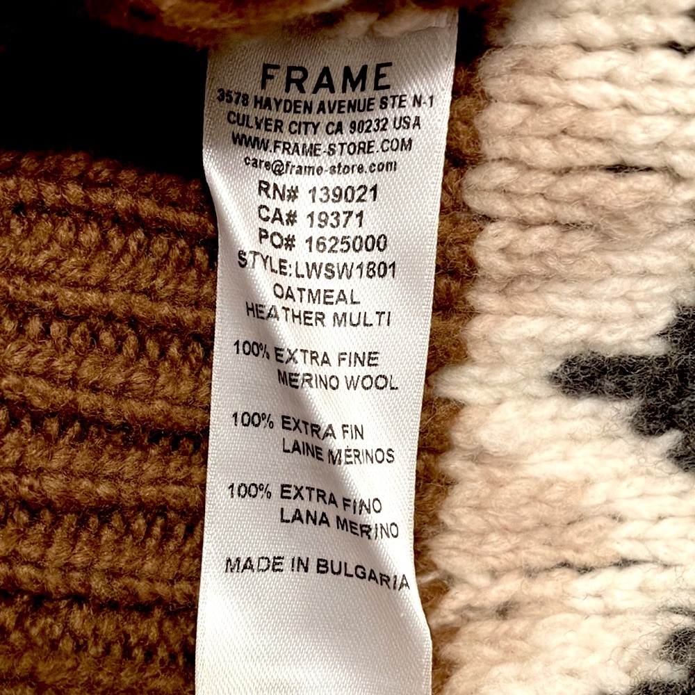Claudia Schiffer + Frame Merino Wool Fair Isle Turtleneck Sweater NWT - Picture 14 of 15